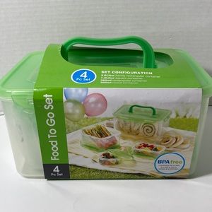 Lock & Lock Food to Go Set Storage Containers Green 4 Piece Set
